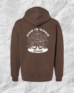 God is Good Hoodie - Brown (FREE Mystery 10-Pack Included)($225 Value!) - Christian Bracelets and Apparel - In His Name Company Products