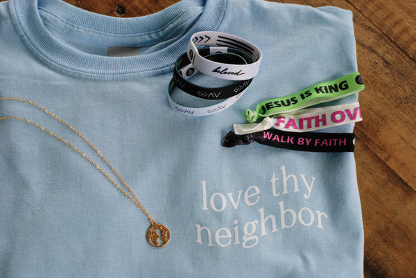 Ultimate Gift Bundle ($170 Value) 1 Comfy Tee + 3 'God is Greater' Reversibles + 3 Mystery Bracelets + 1 Necklace - Christian Bracelets and Apparel - In His Name Company Products