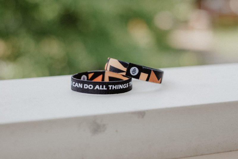 Philippians 4:13 - "I Can Do All Things Through Christ" Reversible Wristband - Black - Christian Apparel and Accessories - Ascend Wood Products