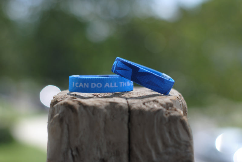 Philippians 4:13 - "I Can Do All Things Through Christ" Reversible Wristband - Aqua Blue - Christian Bracelets and Apparel - In His Name Company Products