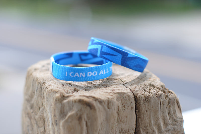 Philippians 4:13 - "I Can Do All Things Through Christ" Reversible Wristband - Aqua Blue - Christian Bracelets and Apparel - In His Name Company Products