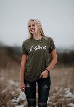 Beloved Shirt - Olive - Christian Bracelets and Apparel - In His Name Company Products