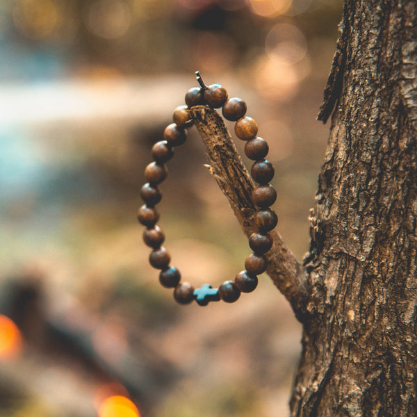 Handmade Sandalwood Black Cross Bracelet - Christian Bracelets and Apparel - In His Name Company Products
