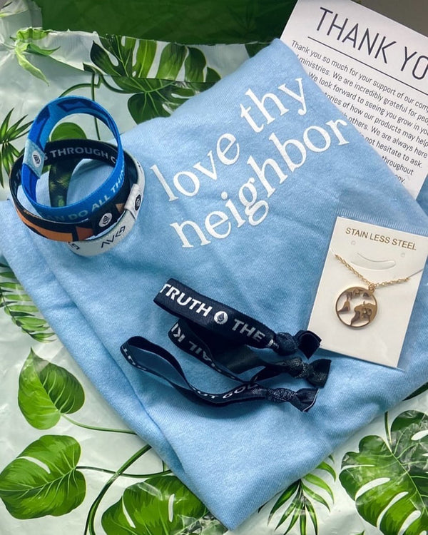 Ultimate Gift Bundle ($170 Value) 1 Comfy Tee + 3 'God is Greater' Reversibles + 3 Mystery Bracelets + 1 Necklace - Christian Bracelets and Apparel - In His Name Company Products